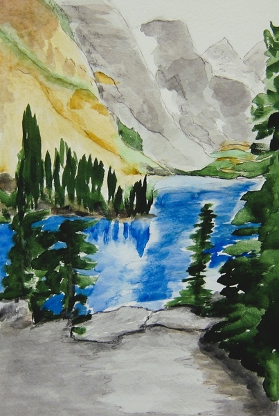 Moraine Lake. Watercolour 6 x 9 $50