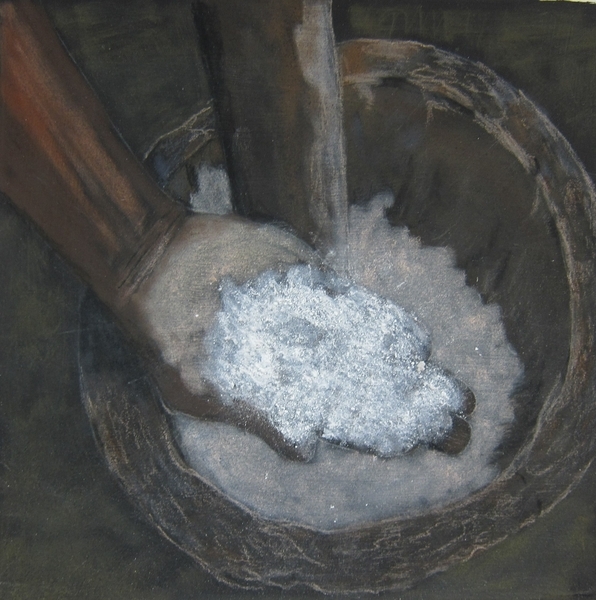 Pounding Grain. Pastel $42